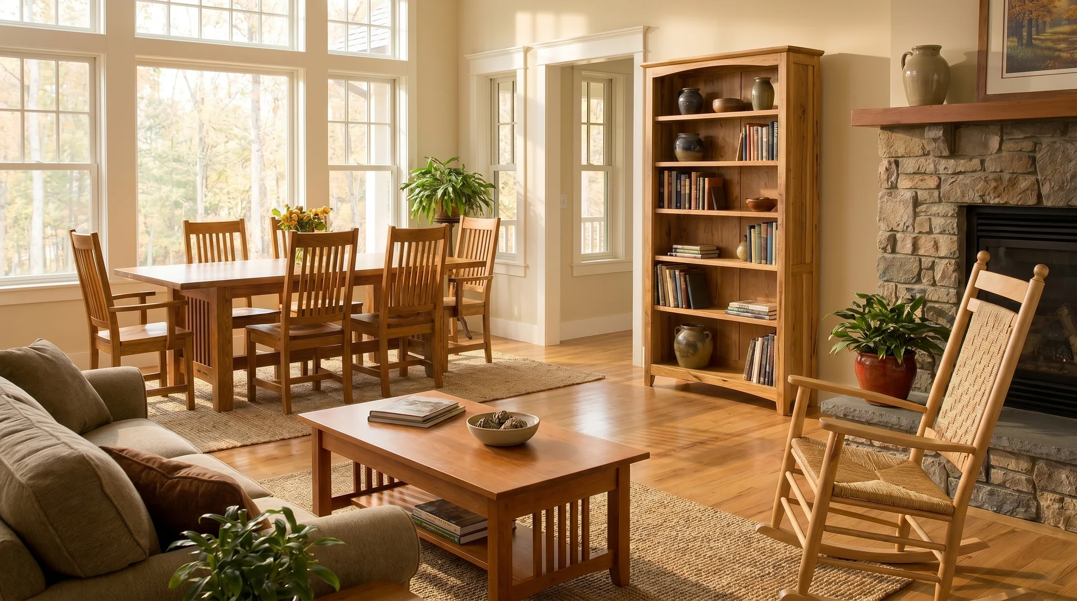 Warm handcrafted Amish furniture showroom